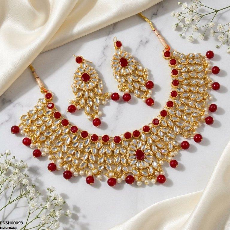 PNSH00093 FRN Tear/Marquise Pearl Drop Necklace Set - PNSH