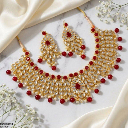PNSH00093 FRN Tear/Marquise Pearl Drop Necklace Set - PNSH