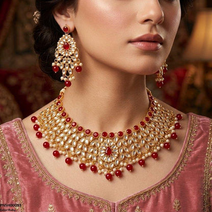 PNSH00093 FRN Tear/Marquise Pearl Drop Necklace Set - PNSH