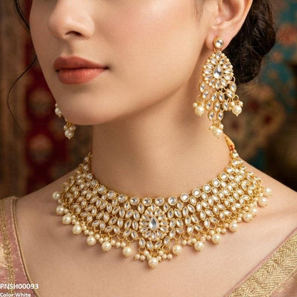 PNSH00093 FRN Tear/Marquise Pearl Drop Necklace Set - PNSH