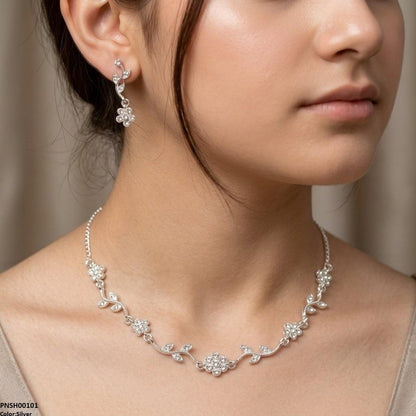 PNSH00101 SDQ Tulip Flower Drop Necklace Set - PNSH
