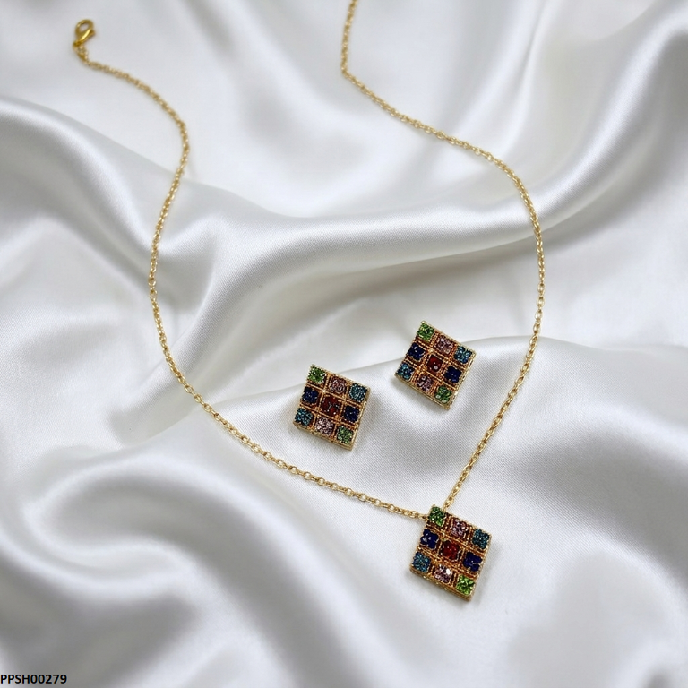 PPSH00279 ABD Diamond Multi Stone Pedant Set - PPSH