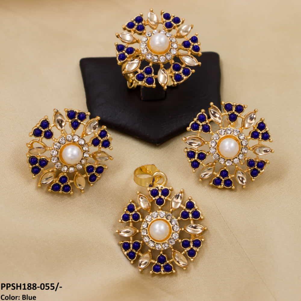 PPSH188 SDQ Pear Flower Pendant Set