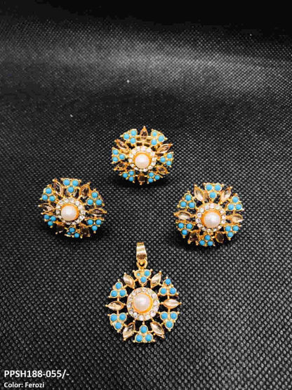 PPSH188 SDQ Pear Flower Pendant Set