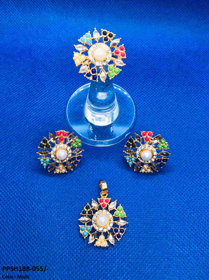 PPSH188 SDQ Pear Flower Pendant Set