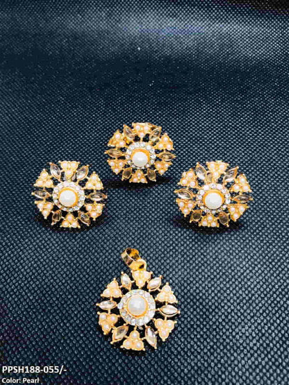 PPSH188 SDQ Pear Flower Pendant Set