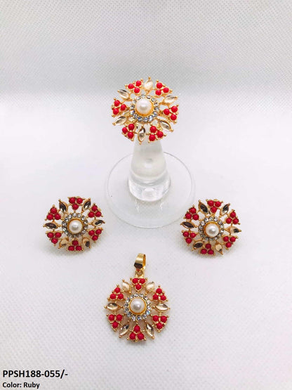 PPSH188 SDQ Pear Flower Pendant Set