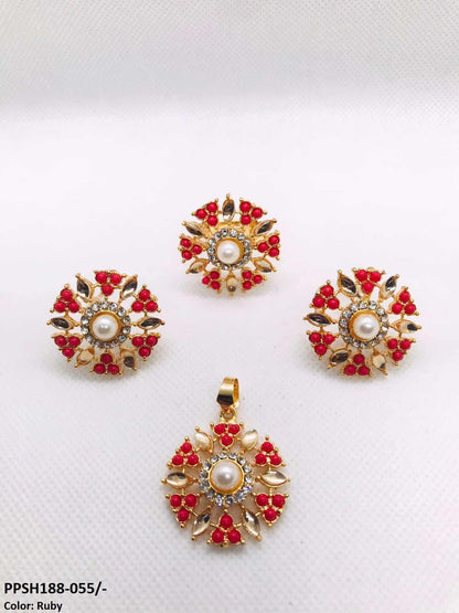 PPSH188 SDQ Pear Flower Pendant Set