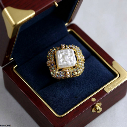 PRH00087 MZM Pearl/Square Ring Adjustable - PRH