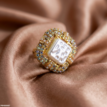 PRH00087 MZM Pearl/Square Ring Adjustable - PRH