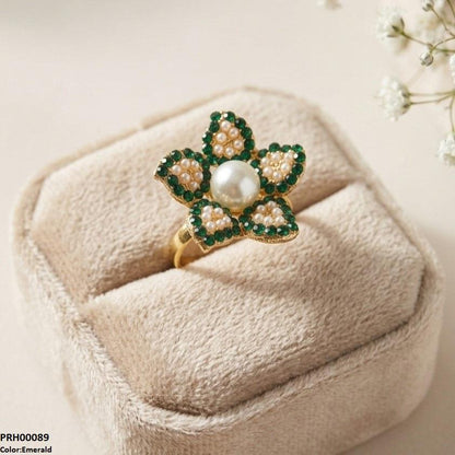 PRH00089 ABD Flower Pearl Ring Adjustable - PRH