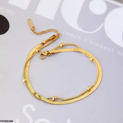 PYH00198 DGF Stainless Steel Double Chain Ball Single Anklet - PYH