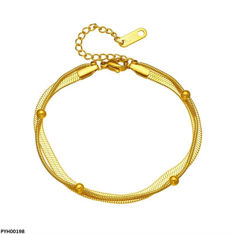 PYH00198 DGF Stainless Steel Double Chain Ball Single Anklet - PYH