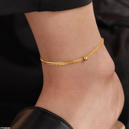 PYH00200 DGF Stainless Steel Double Chain Ball Single Anklet - PYH