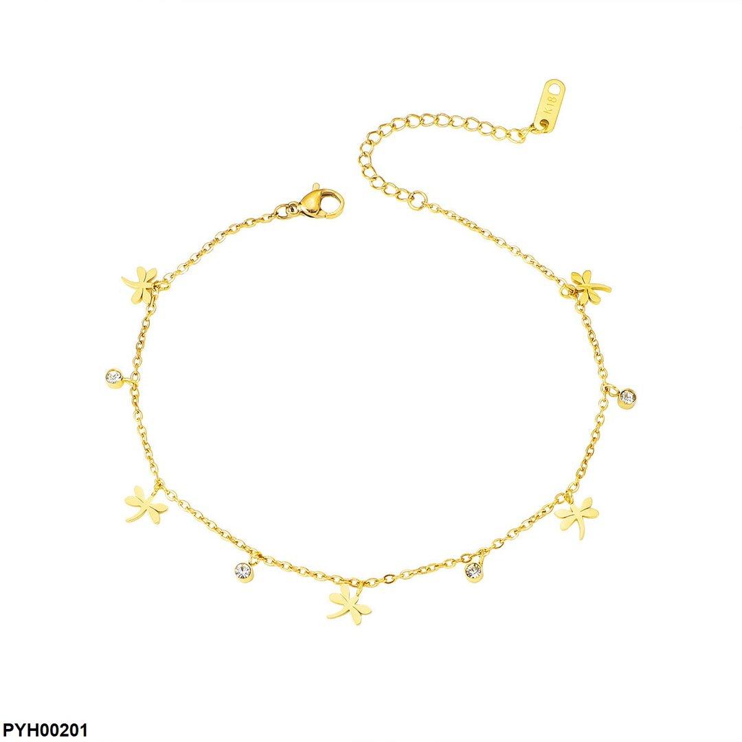 PYH00201 DGF Stainless Steel Butterfly Chain Single Anklet - PYH