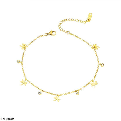 PYH00201 DGF Stainless Steel Butterfly Chain Single Anklet - PYH