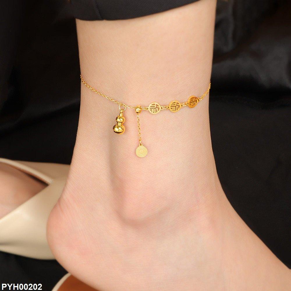 PYH00202 DGF  Stainless Steel Coin Single Anklet - PYH