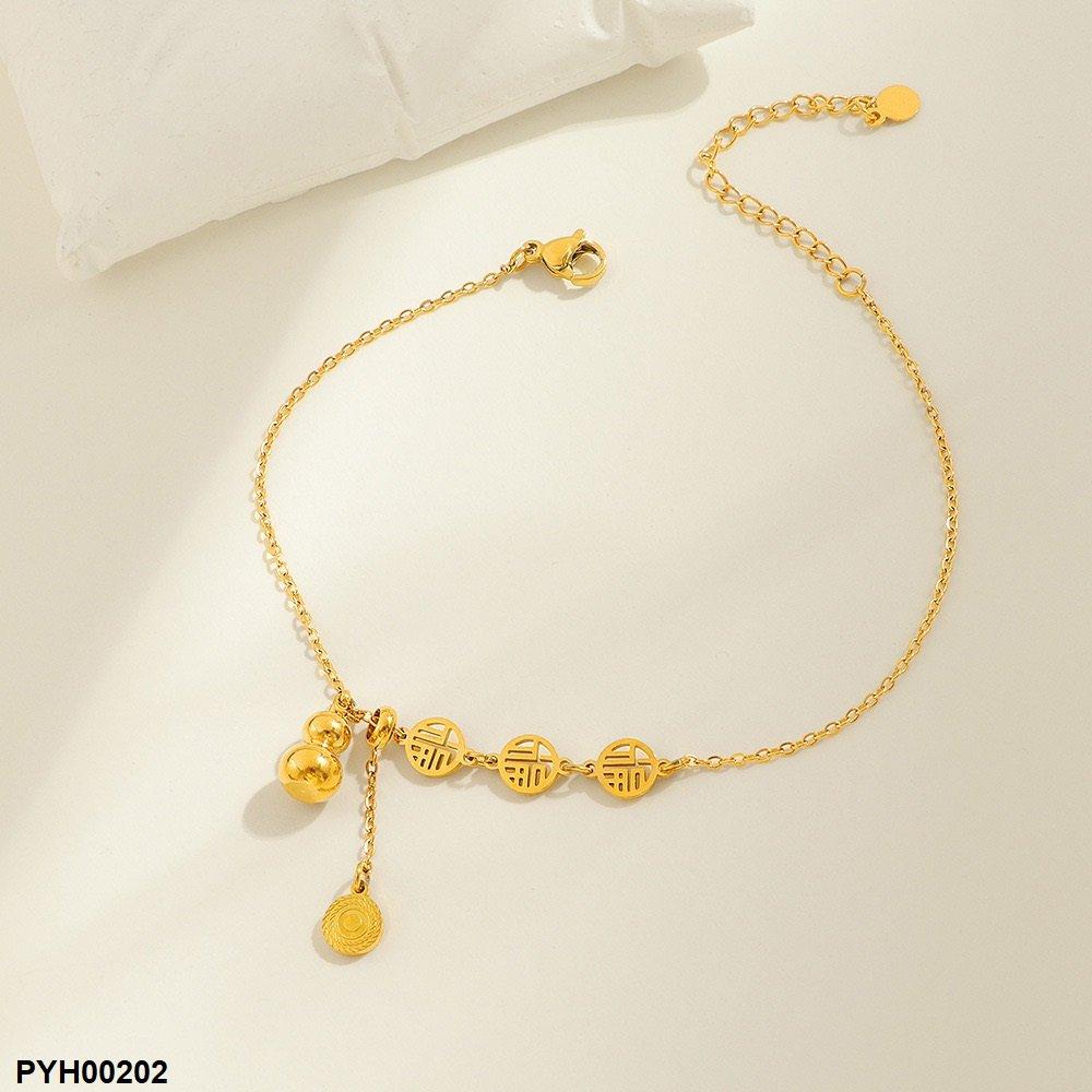 PYH00202 DGF  Stainless Steel Coin Single Anklet - PYH