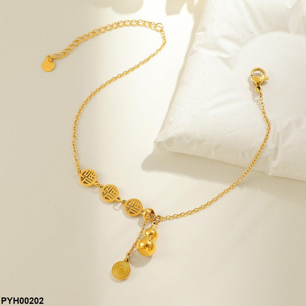 PYH00202 DGF  Stainless Steel Coin Single Anklet - PYH