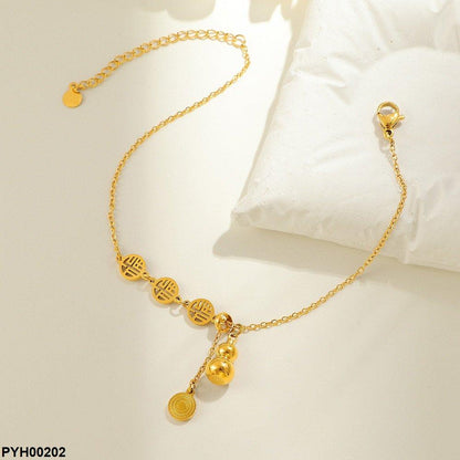 PYH00202 DGF  Stainless Steel Coin Single Anklet - PYH