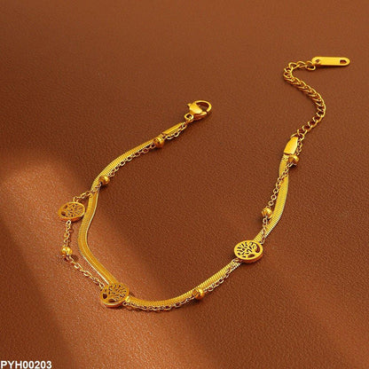 PYH00203 DGF Stainless Steel Ancestral Tree Anklet Single - PYH