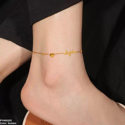 PYH00205 DGF Stainless Steel Heart  Anklet Single - PYH