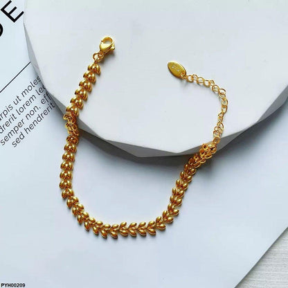 PYH00209 DGF Stainless Steel Double Leaf Anklet Single - PYH