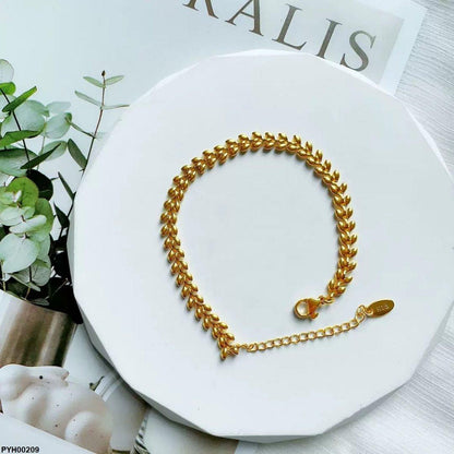 PYH00209 DGF Stainless Steel Double Leaf Anklet Single - PYH