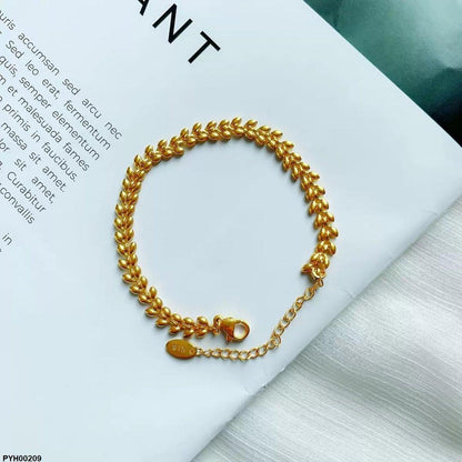 PYH00209 DGF Stainless Steel Double Leaf Anklet Single - PYH