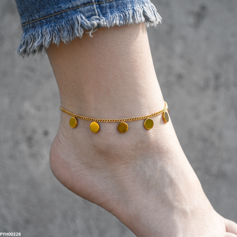 PYH00228 QSJ  Stainless Steel Round Anklets - PYH