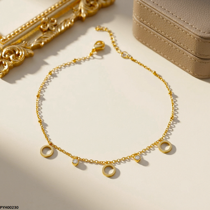 PYH00230 QSJ Stainless Steel Round Stone Anklets - PYH