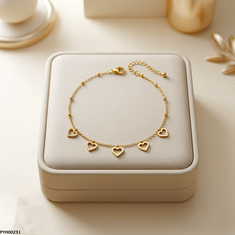 PYH00231 QSJ Stainless Steel Heart Anklets - PYH