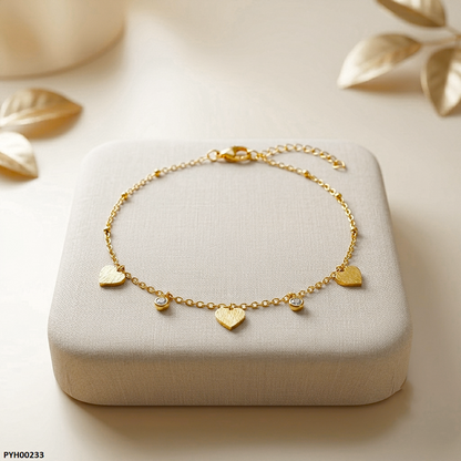 PYH00233 QSJ Stainless Steel Heart Round Anklets - PYH