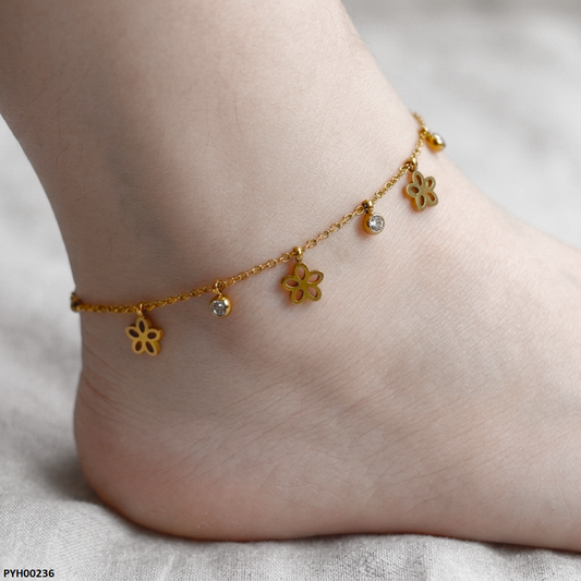 PYH00236 QSJ Stainless Steel Flower Anklets - PYH