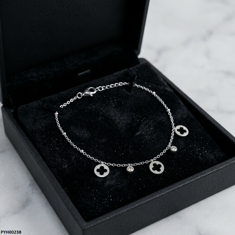 PYH00238 QSJ Stainless Steel Round Flower Anklets - PYH