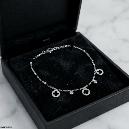 PYH00238 QSJ Stainless Steel Round Flower Anklets - PYH