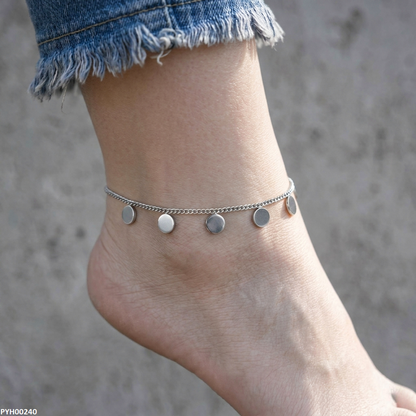 PYH00240 QSJ Stainless Steel Round Drop Foot Anklet - PYH
