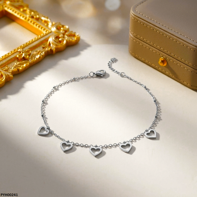 PYH00241 QSJ Stainless Steel Heart Anklet - PYH