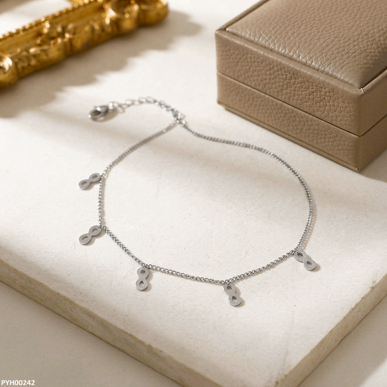 PYH00242 QSJ Stainless Steel infinity Foot Anklet - PYH