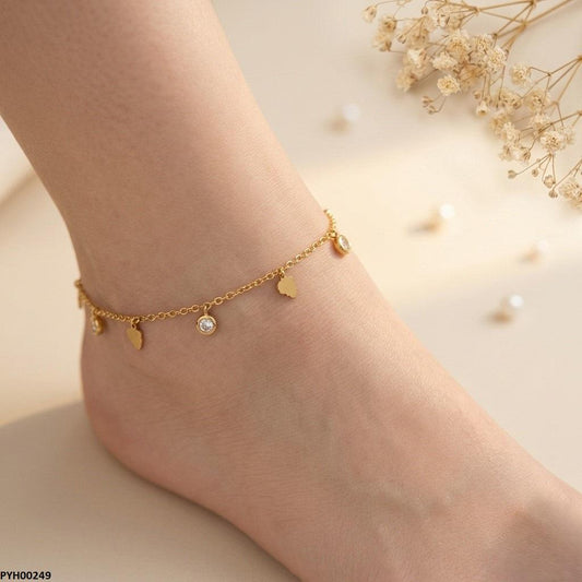 PYH00249 BHS Stainless Steel Tree/Round Drop Anklet - TBCH