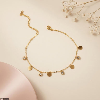 PYH00250 BHS Stainless Steel Round Drop Anklet - TBCH
