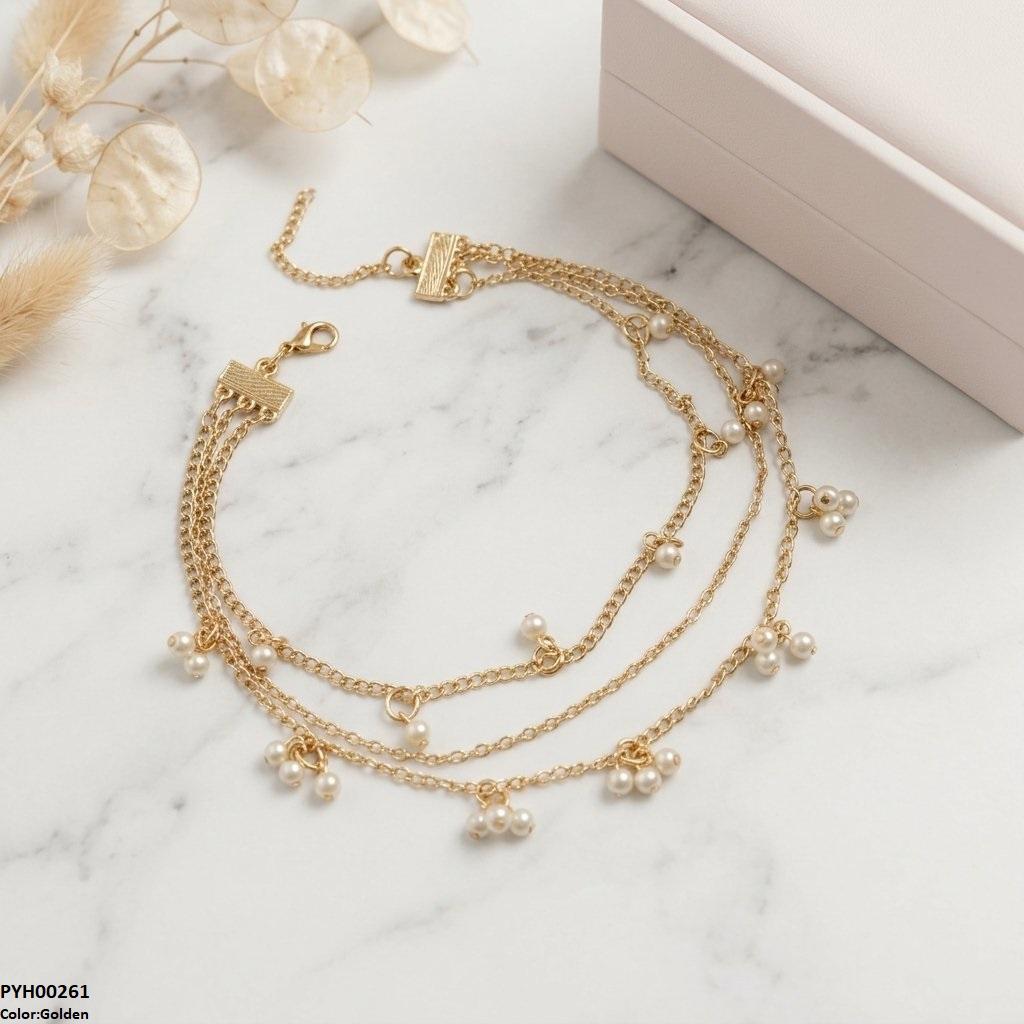 PYH00261 ABD Layeard Pearl Drop Single Anklet - PYH