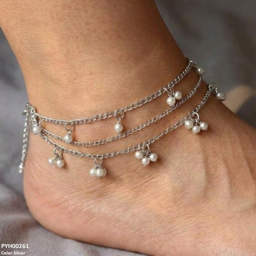 PYH00261 ABD Layeard Pearl Drop Single Anklet - PYH