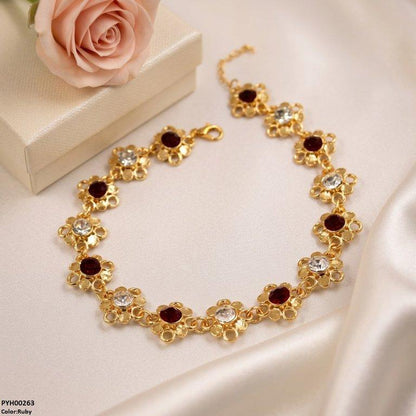 PYH00263  ABD Flower Stone  Single Anklet - PYH