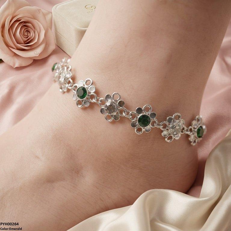 PYH00264  ABD Flower Stone  Single Anklet - PYH