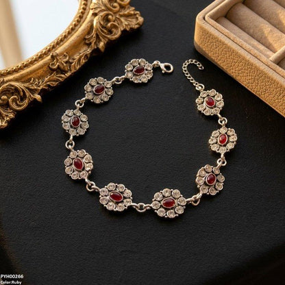 PYH00266 ABD Oval Flower Single Anklet - PYH
