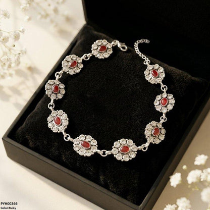 PYH00266 ABD Oval Flower Single Anklet - PYH