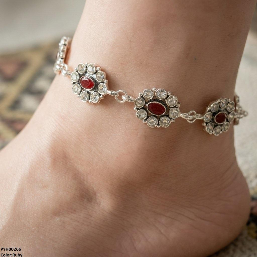 PYH00266 ABD Oval Flower Single Anklet - PYH
