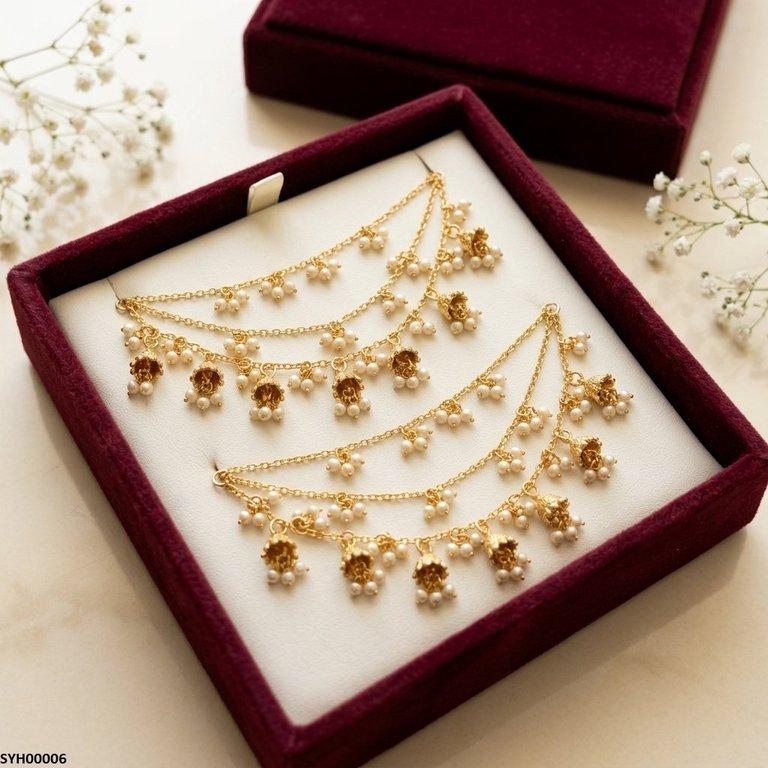 SYH00006 SDQ Round Pearl Bell Drop Pair Sahara - SYH