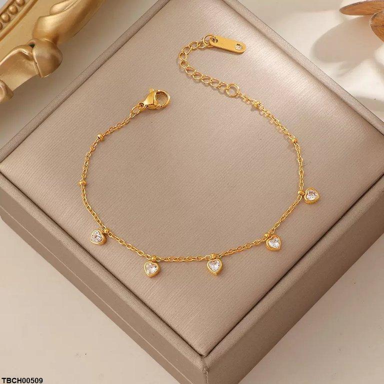 TBCH00509 DGF Stainless Steel Heart Stone Bracelet - TBCH